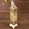 Alloy Vertical Antique-Look Incense Burner: Mini Holder for Agarwood & Sandalwood Sticks, Indoor Ornament with Intricate Design.