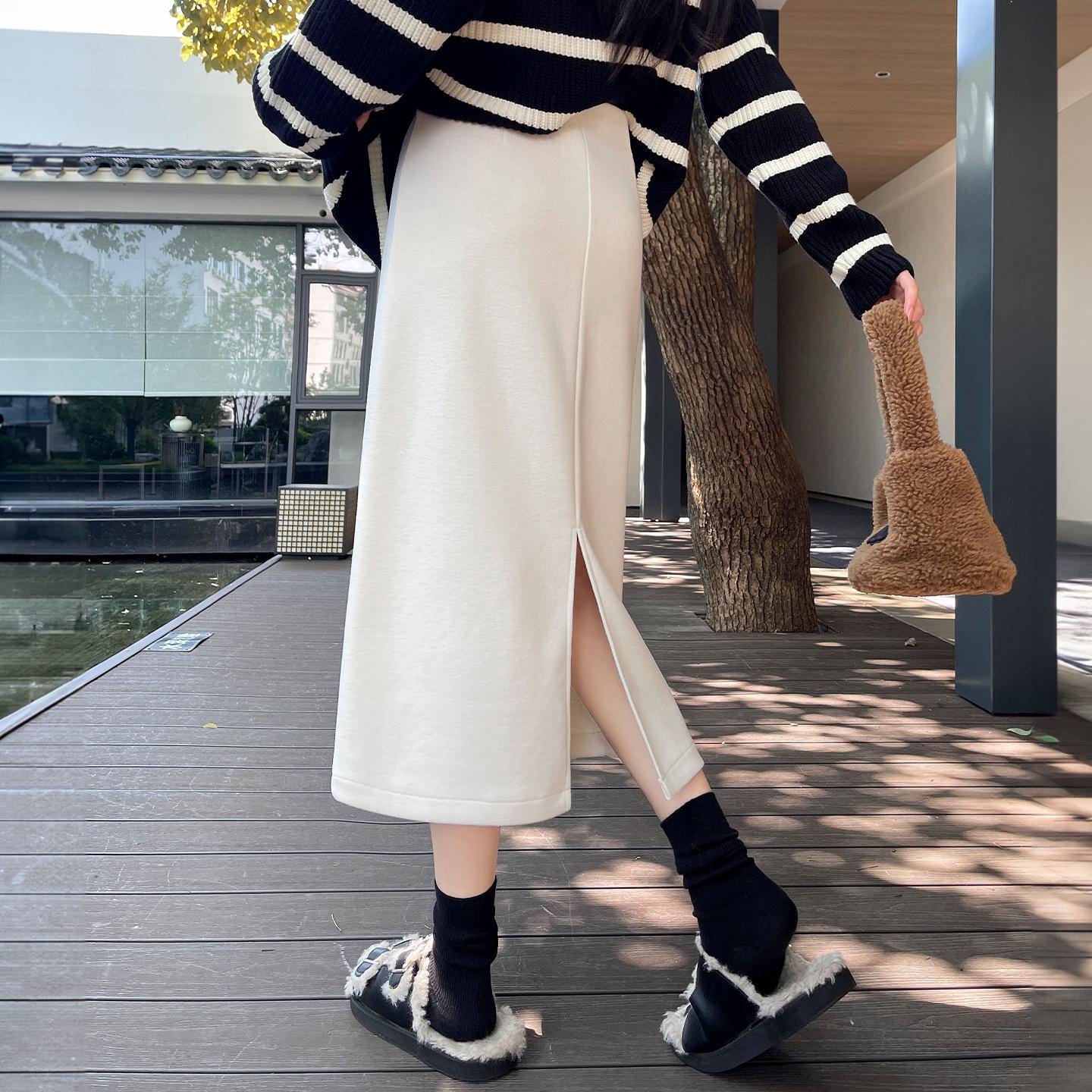 2025 Women s A-Line Plaid Wool-Blend Slit Skirt - New Autumn/Winter Collection Medium кремовый/белый