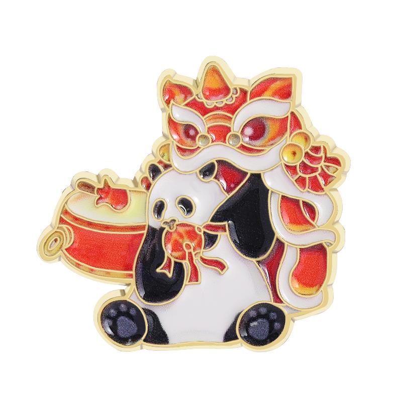 

Chinese Panda Playing Mahjong Enamel Pin Eat Bamboo Lion Dance Drink Herbal Tea Cute Animal Brooches Lapel Badge Jewelry Gifts