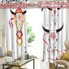 2D FLAT PRINTING 2pcs Curtains (Without Rod) Colorful Bull Skulls Modern Curtain Fabric Polyester Curtains Versatile All Ldeal