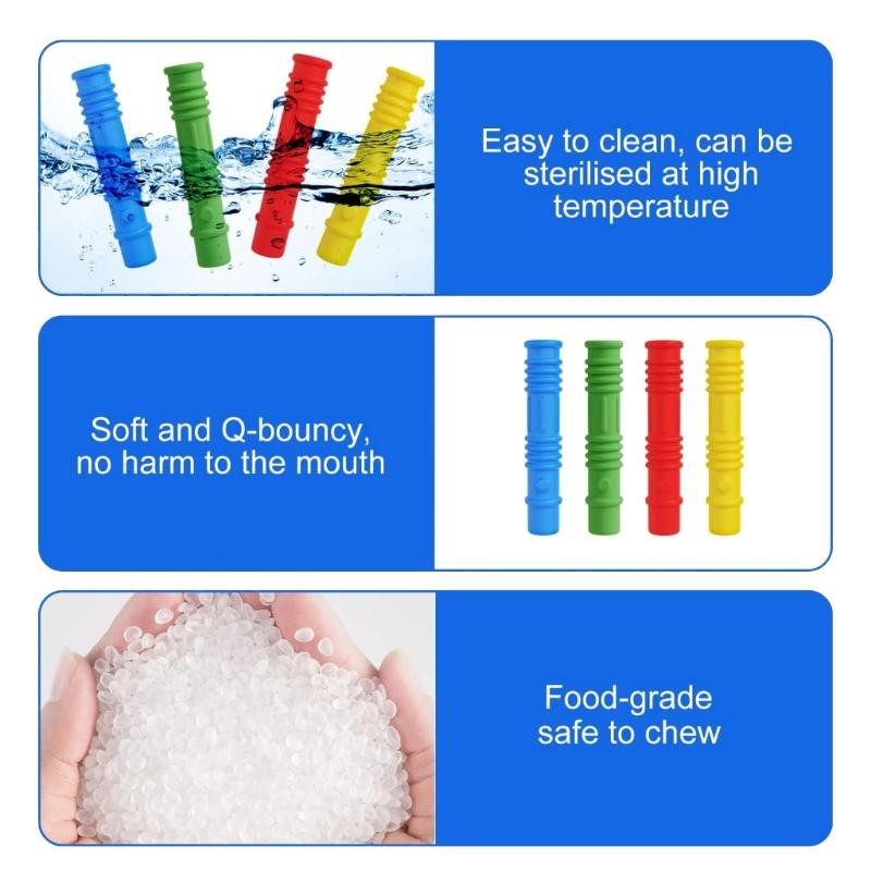 Chewable Pencil Covers Silicone Pencils Extender Pencil Tip Protector Stress Relief Sensory Toy for Kids Toddler Writing