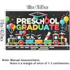 Preschool Graduation Banner Outdoor Backdrop Graduation Decorations 71x43 Inches 2025 Congrats Grad Banner with Balloons Train Ideal for Preschool