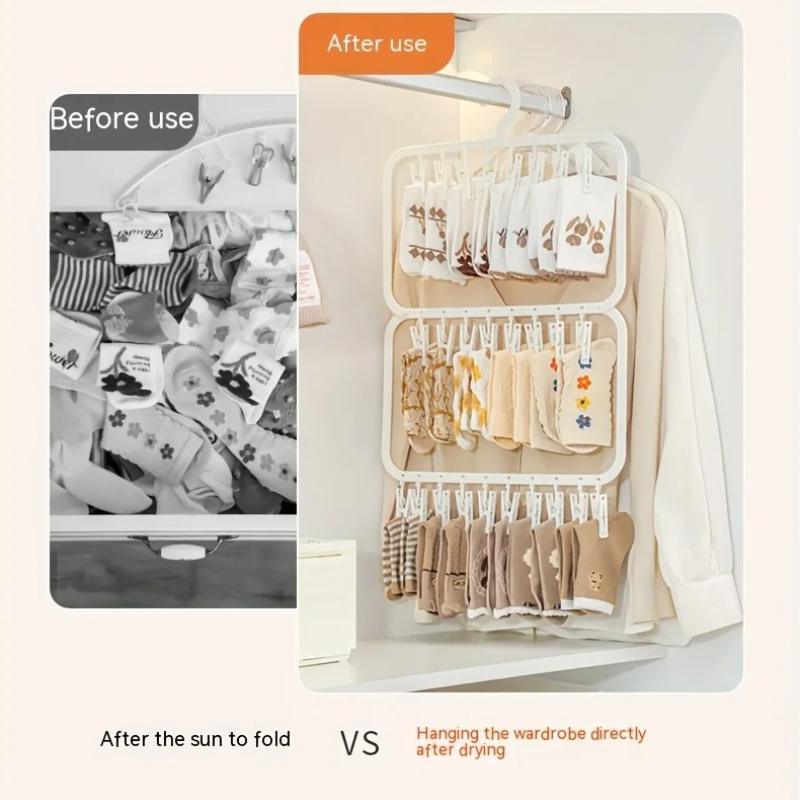 Multi-clip Sock Drying Rack Multi-functional Removable Space-saving Socks Underwear Baby Saliva Towel Household Storage Rack