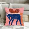 1Pc Bohemian Living Room Pillow Cover, Polyester 2D Double-Sided Print Cushion Case, Abstract Folk Horse Art Throw Pillowcase Fo