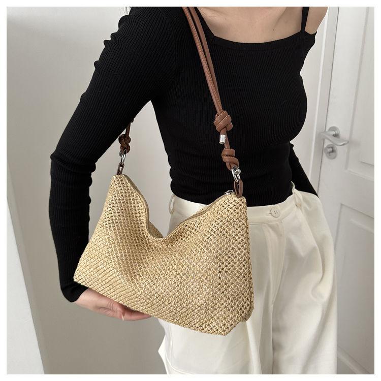 Handmade Woven Bags for Women, New Tide Fashion Retro Straw Tote Bag, Versatile Large Capacity Shoulder Bag
