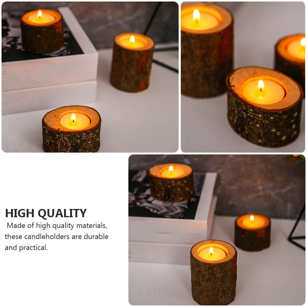 5pcs Classic Candlestick Container For Party Home Wedding Decoration Wooden Creative Festival Holder Ornament