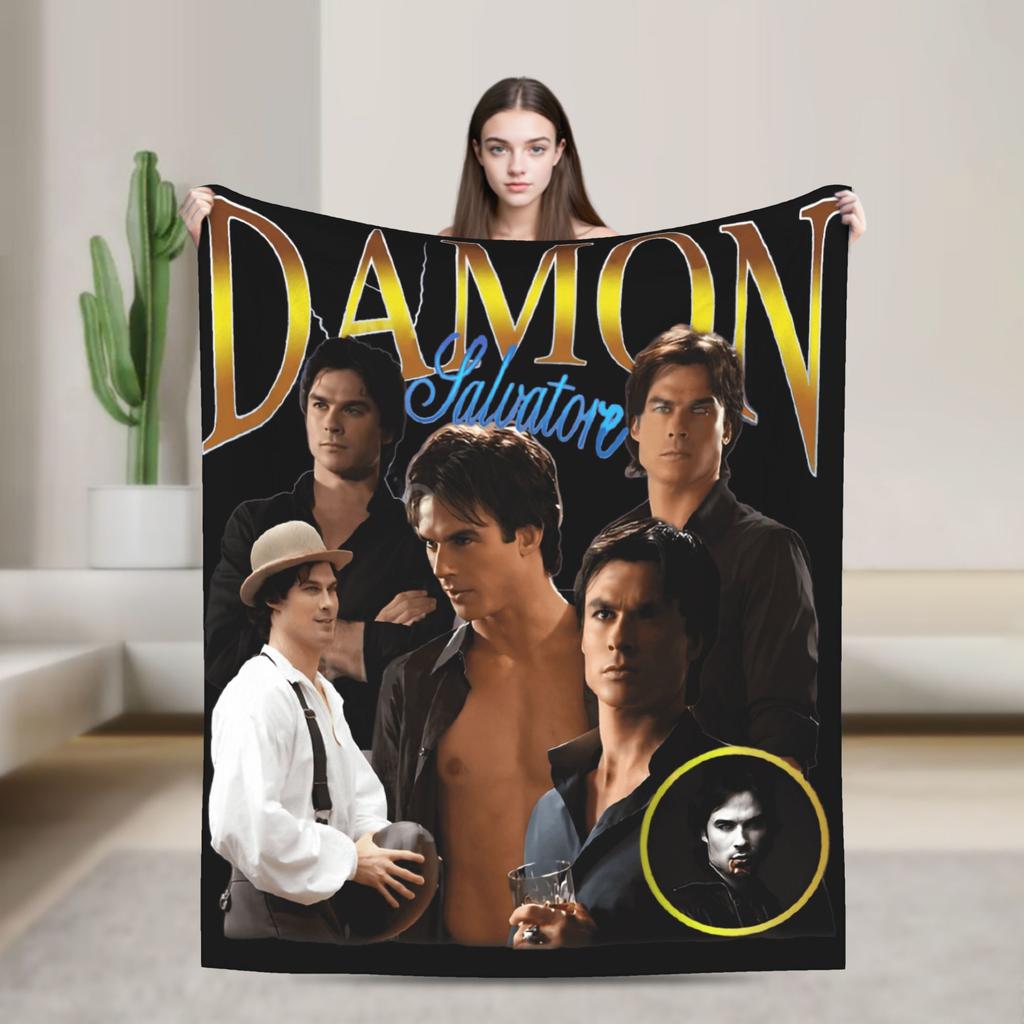 Damon Salvatore Blanket Quality Super Soft  Bedding Throws Autumn Boy Girl Couch Chair Sofa Bed Funny Bedspread