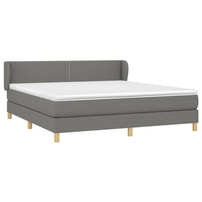 Maison Exclusive - Sommier à lattes de lit avec matelas Gris foncé 180x200cm Tissu
