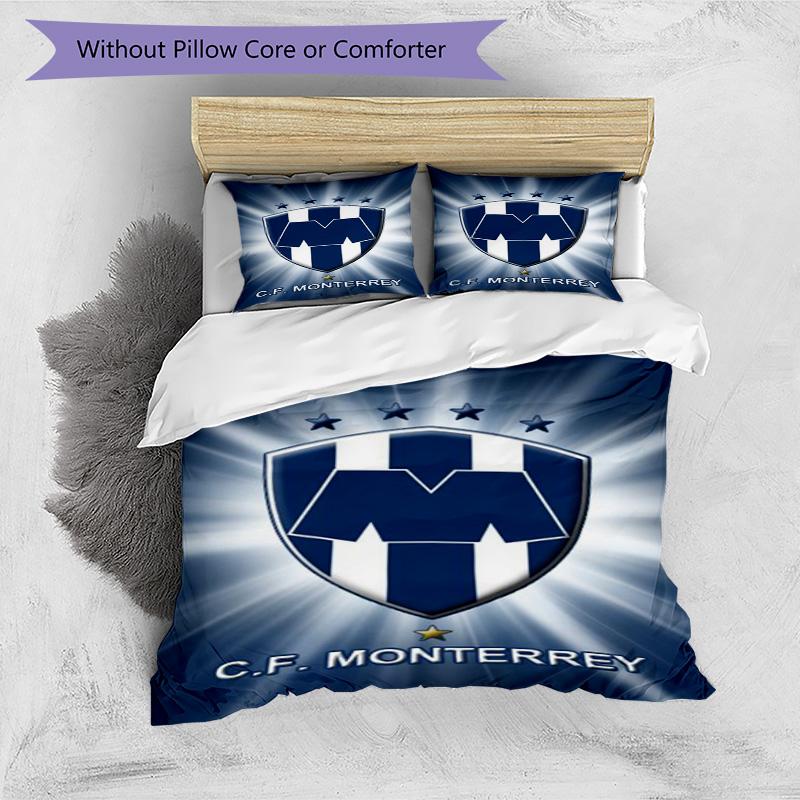 C.F.Monterrey Football Crest Art Printed Pattern Duvet Cover Set – includes 1 duvet cover and 2 matching pillowcases Bedroom decor Christmas gifts