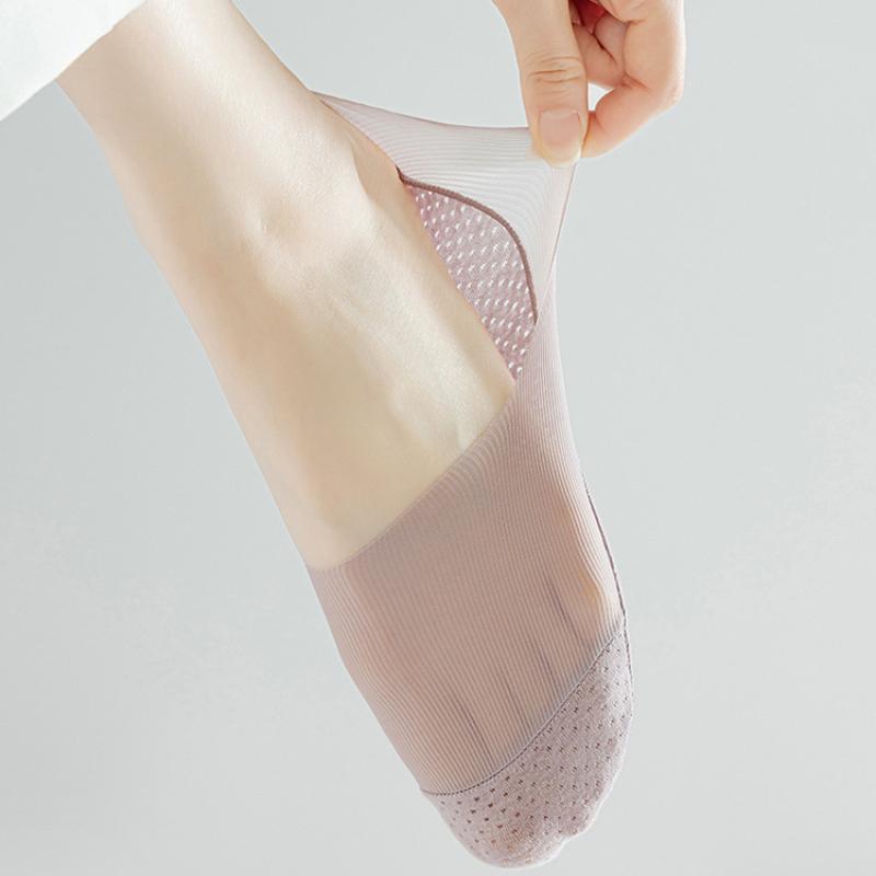 Ice Silk Sock Slippers Women Mesh Breathable Summer Invisible No Show Socks Solid Color Silicone Non-slip Low Cut Boat Socks Sox