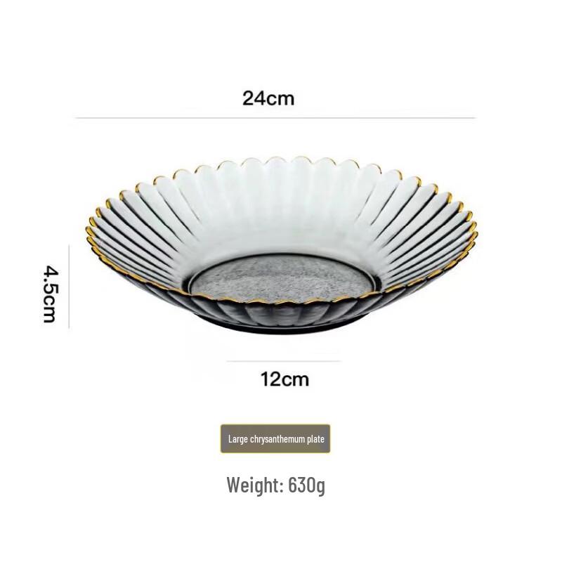 ZISIZ Gold Rim Floral Glass Plate Set