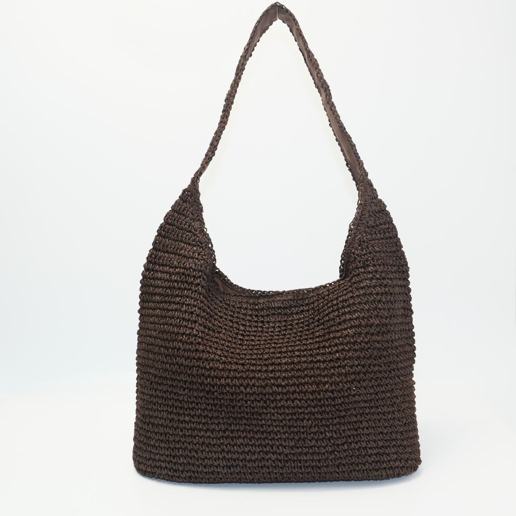 New Single Handle Straw Woven Bag, Hand Woven Bag for Women, Simple One Shoulder Straw Bag, Large Capacity Tote Bag, Vacation Beach Bag