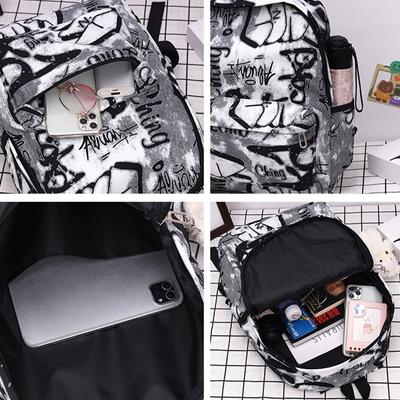 Graffiti Letter Couple School Bag Leisure Travel Multi Functional Backpack