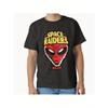 T-Shirt Beefy Space Raiders Faccia Alieno Retro e Logo - Nera con Stampa RossaGialla, Maglietta Casual Girocollo per Fan di Fantascienza, Vestibilità per Tutte le Stagioni, Iconica Anni '80