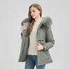 Herbst- und Wintermode Parkas in mittlerer bis langer Länge, warm und dick gefüttert, Samt, einfarbig