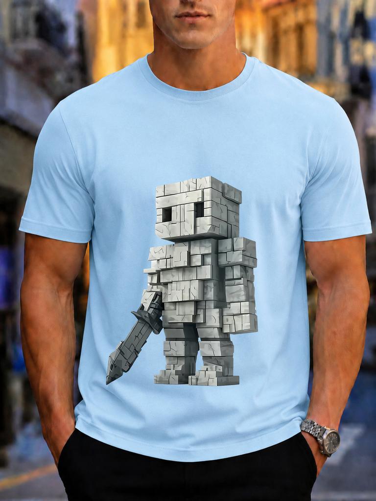 2026 New Pure Cotton Tshirt Rock Block Swordsunisex 3d Print Unisexs Crew Neck Top Casual Short Sleeve