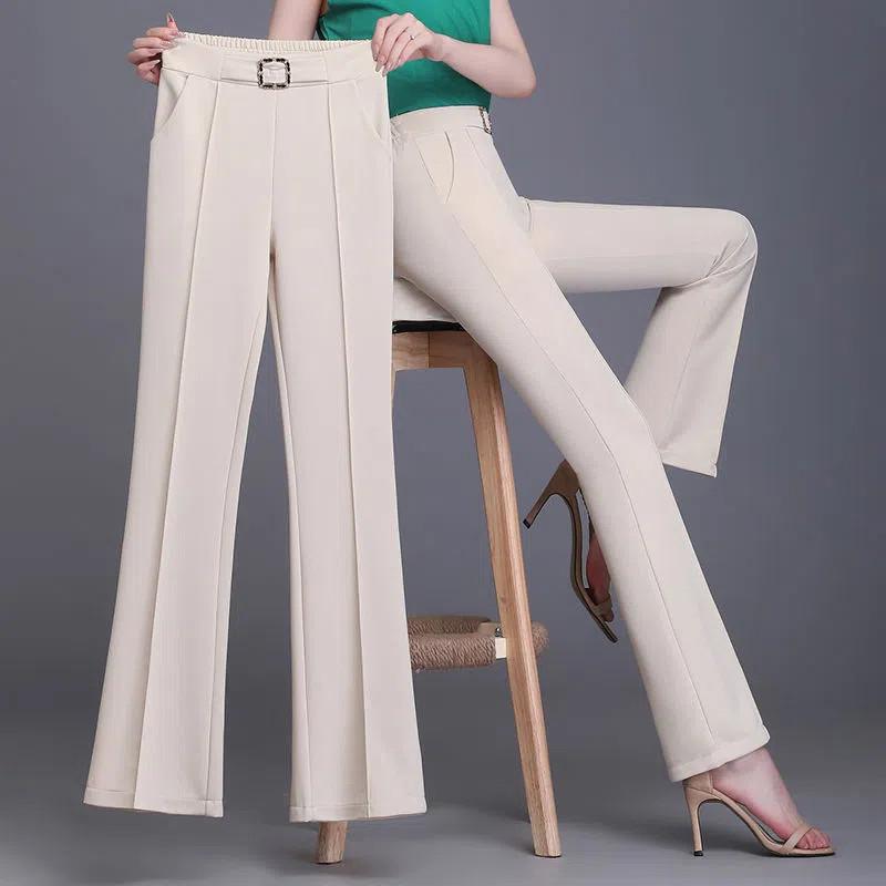 

Women s High-Waisted Slimming Micro-Flare Pants – Anti-Wrinkle, Retro Drape, Spring/Autumn 2025 Arrival. XL (115-125 Jin) абрикосовый