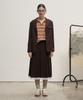 320 Showroom Inverted Pleat Lace Trim Midi Wool Skirt Brown