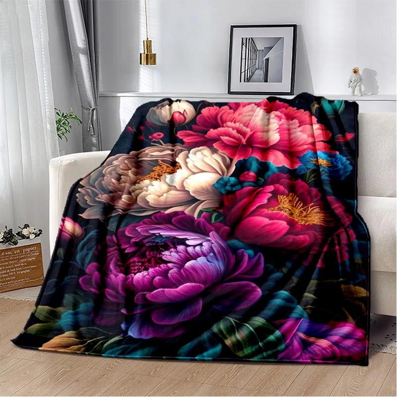 Nordic Love Rose Flowers Daisy Blanket,Soft Throw Blanket for Home Bedroom Bed Sofa Picnic Travel Office Rest Cover Blanket Kids