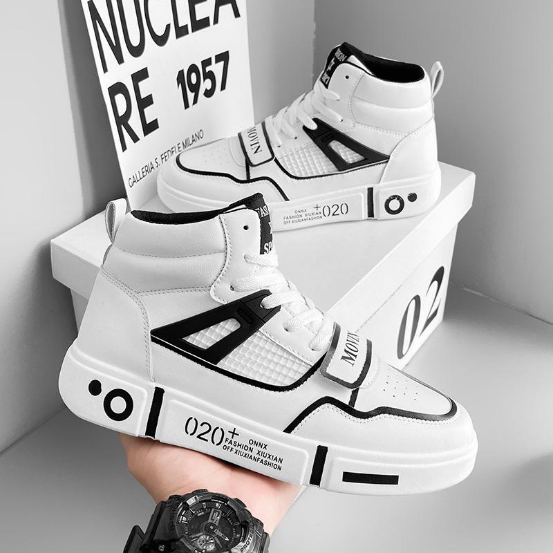 

High-top men s shoes 2024 new summer leisure sports student little white versatile board shoes teen couples trendy shoes 35