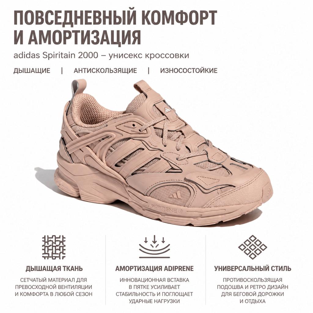 adidas Spiritain 2000 Retro Fabric Wear-Resistant Non-Slip Low-Top Casual Running Shoes Unisex Sneakers Pink HP5389