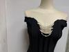 New Women's European & American One-Shoulder Strapless Bodycon Dress with Bandage & Pearl Details