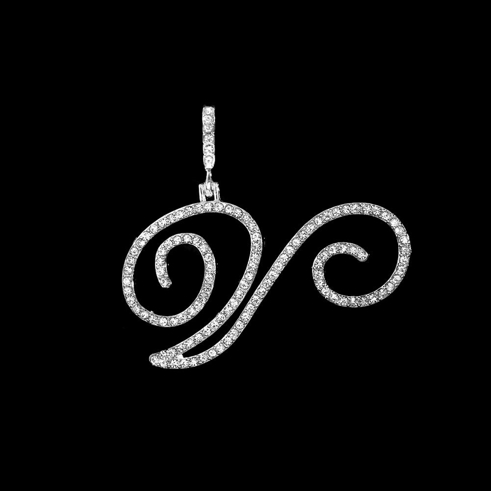 Collana Pendente Lettera Iniziale Z in Corsivo con Zirconi alla Moda per Donna Collana con Cordino Alfabeto in Cristallo Lucido Gioielli Hip Hop