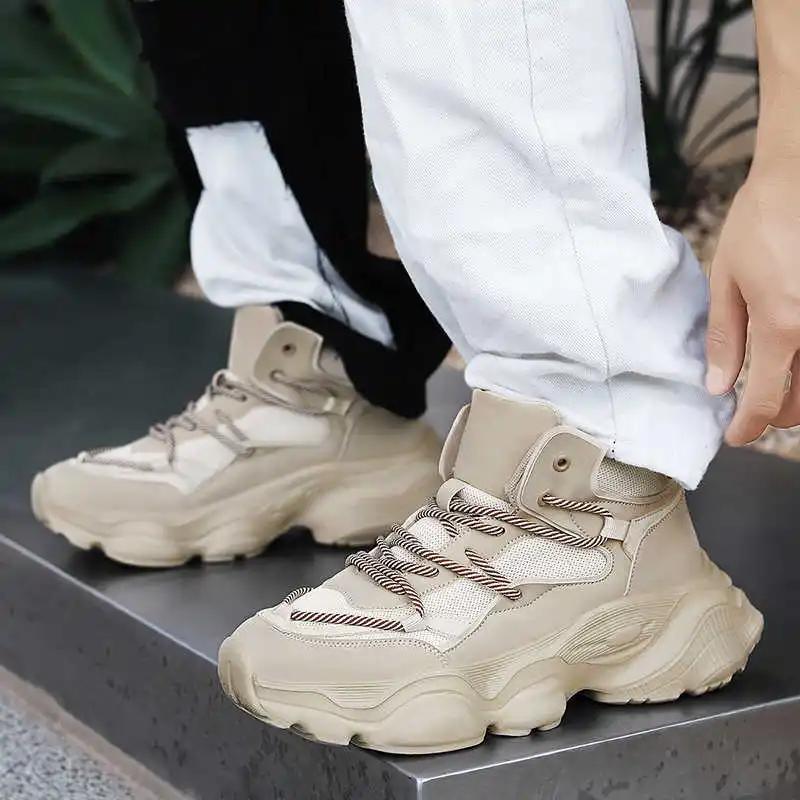 Fashion Thick Bottom Platformed Dress Shoes Men Heels White Dress Shoes Men Gray Man Boots Sneakers Sport Loufers Hit Sporty Pie