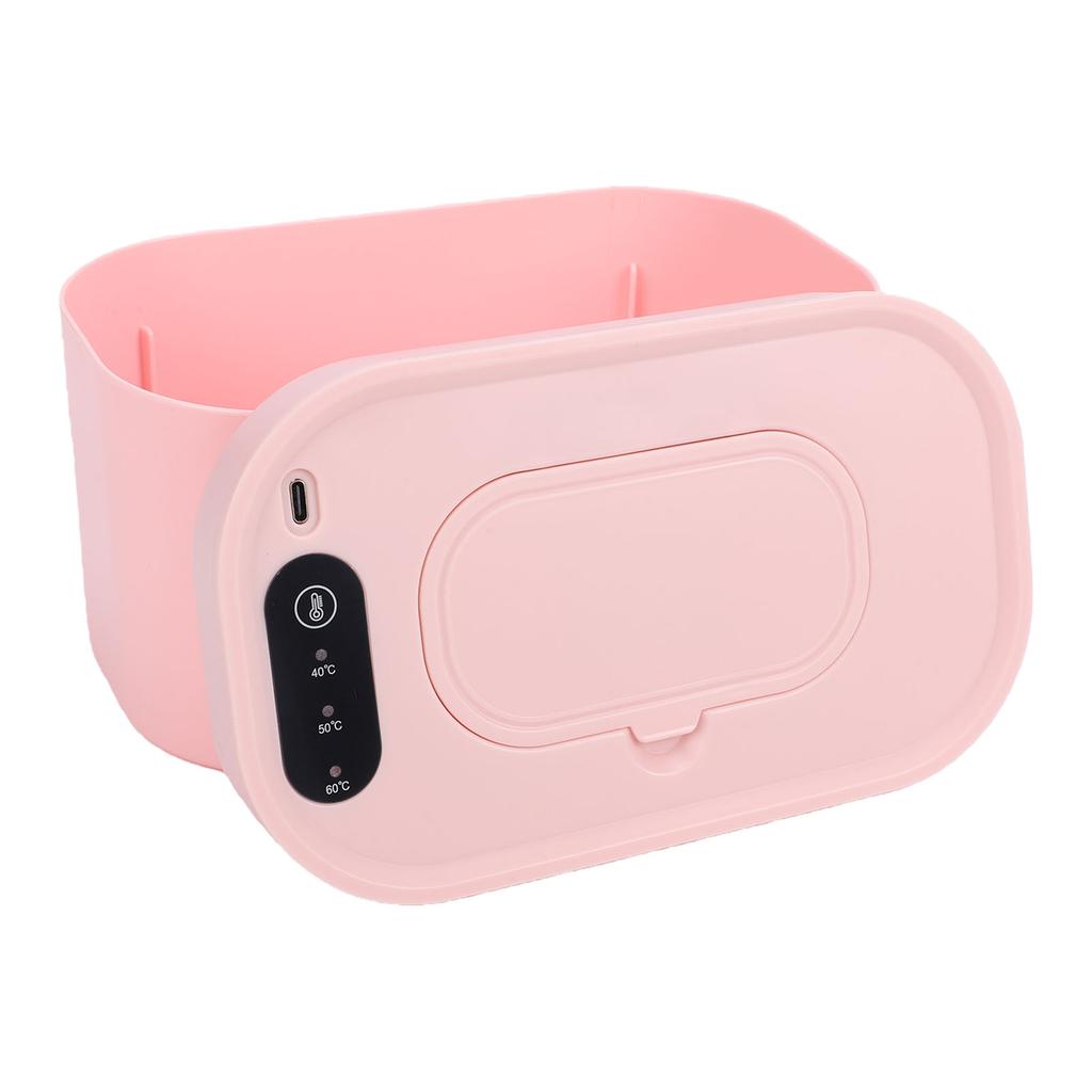 Baby Wet Wipes Warmer Dispenser Top Heating Wipe Warmer Holder Holds 80 Wipes with 3 Indicator Lights Pink
