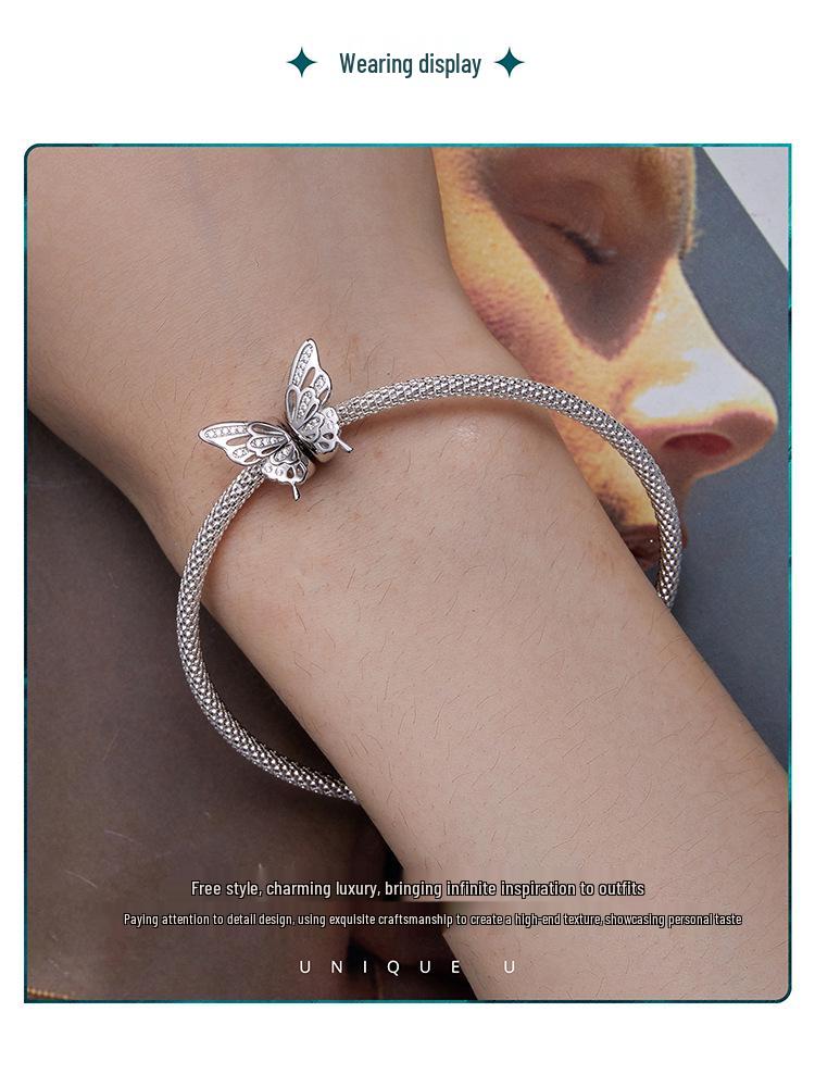 Butterfly Silicone Spacer Beads S925 Sterling Silver DIY Jewelry BSC823