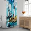 4 Pcs Shower Curtain Sets, Boat Lighthouse Ocean Waterproof Blue Bathroom Sets with Non-Slip Rugs, Toilet Lid Cover and Bath Mat, Accessories Modern