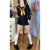 Longpen School Authentic Sailor Lolita Yellow Pleated Classic Cosplay Long JK Sailor School Lolita Costume for Photo Cultural Halloween Uniform, Suit,