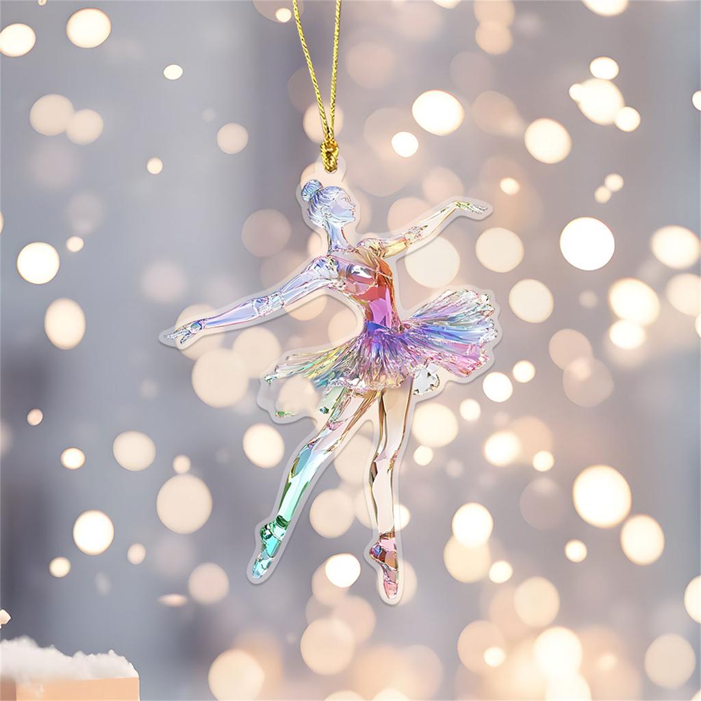 Set Of 5 Elegant Ballet Girl Shaped Car Keychain 2D Acrylic Wall Hangings Pendant for Dance Lover Christmas Ornament