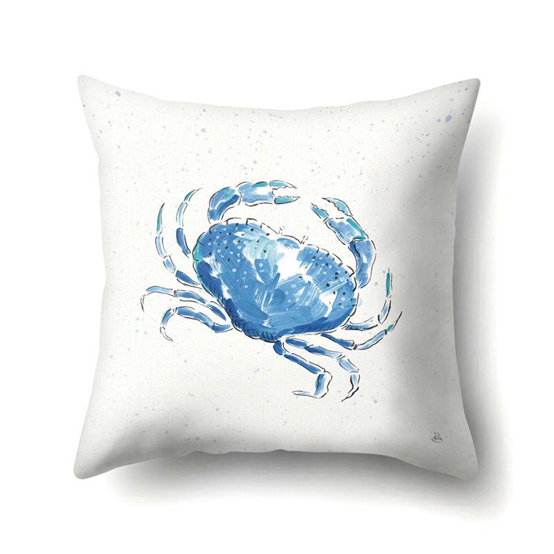 Polyester Pillowcase Peach Leather Velvet Cushion Cover Marine Life Seahorse Octopus Printed Pillow Bedside Cushion Cover