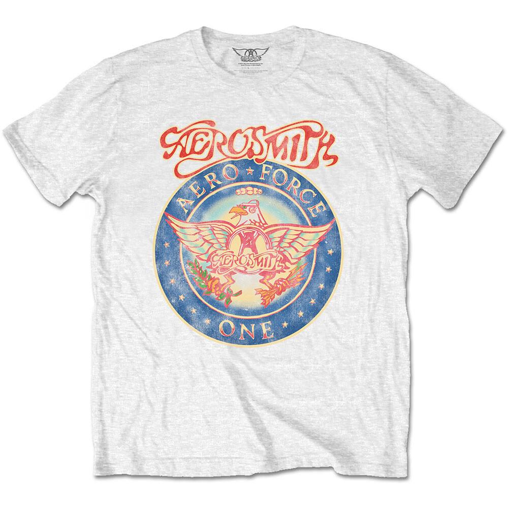 Aerosmith TShirt Aero Force One Band New White Official Unisex T-Shirt Graphic Tee XL