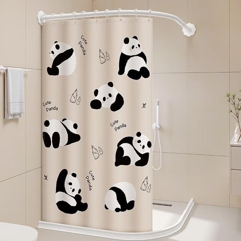 Handun Magnetic Weighted Shower Curtain Set with Telescopic S-Rod