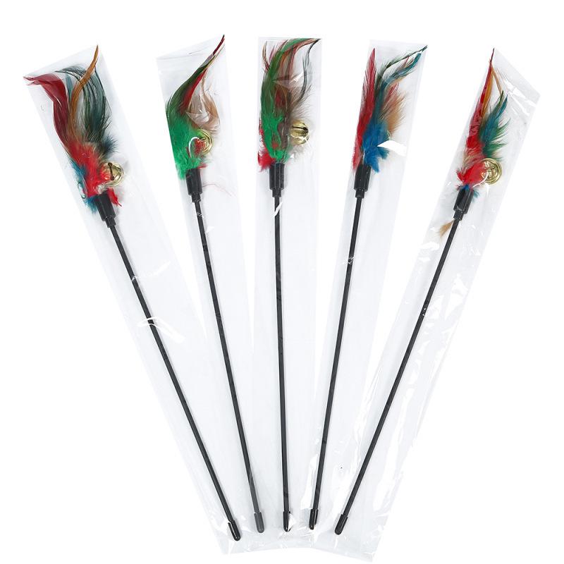 Colorful Feather Cat Teaser Stick with Packaging, Cat Toy