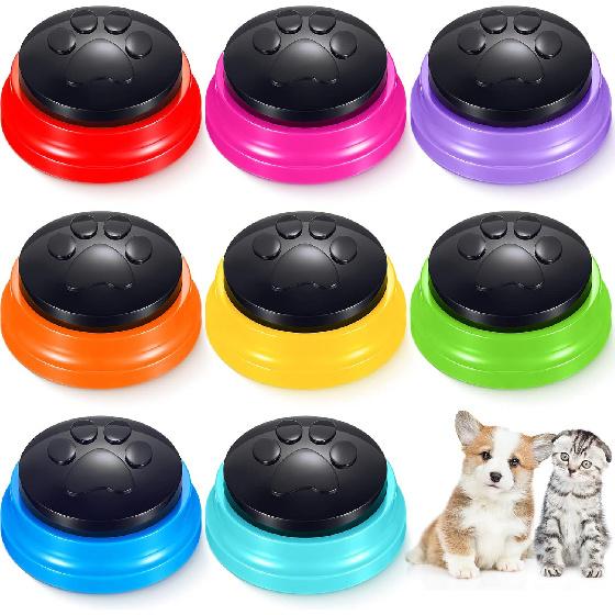 8 Pack Voice Recording Button Dog Cat Talking Buttons for Communication Pet Training Buzzer 30 Second Recording Buzzers for Pet Learning, Office
