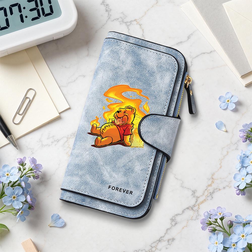 Cute Bear Printed Long Wallet Fashion Portable Multi Card Slot Casual Purse