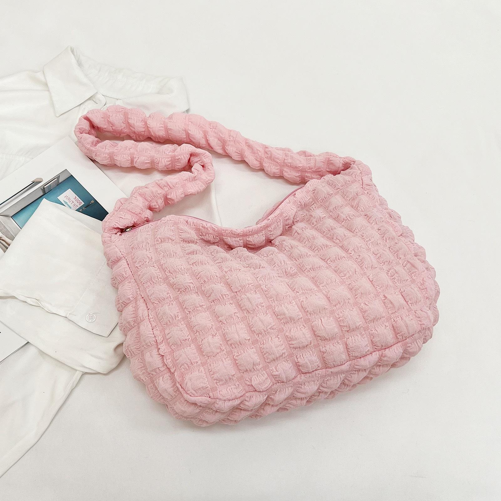 Модная персонализированная женская сумка-пуф новая простая вместительная сумка-мессенджер простая повседневная женская сумка через плечо розовый