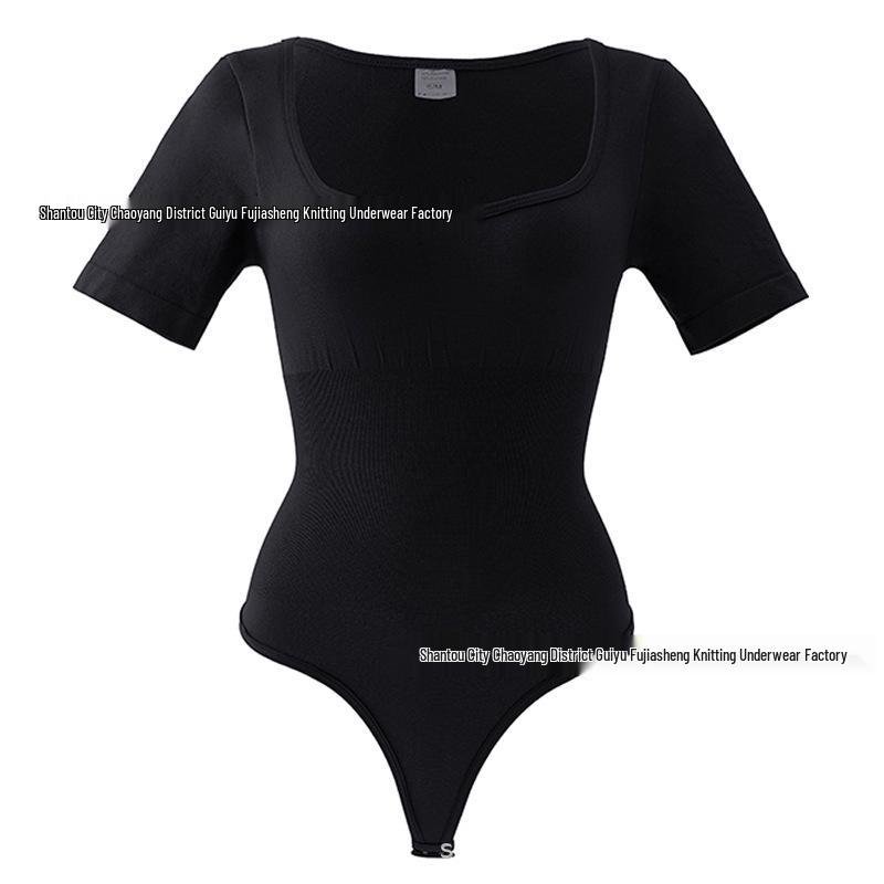 Europäischer & Amerikanischer Quadratischer Hals Nahtloser Kurzärmeliger Korsett-Jumpsuit