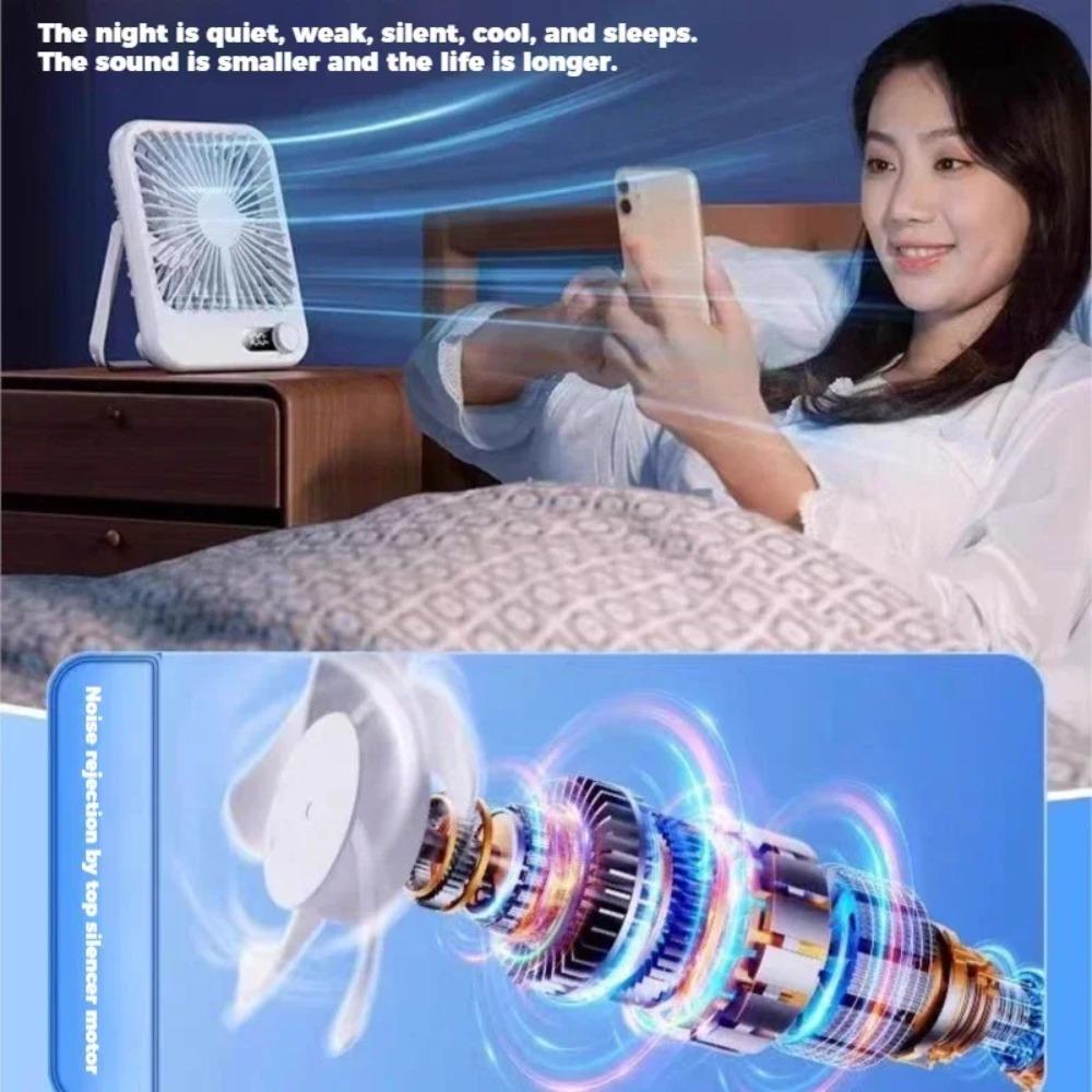 2026 New small fan handy charging long life ultra-thin desktop fan Large wind super quiet folding handheld table fan
