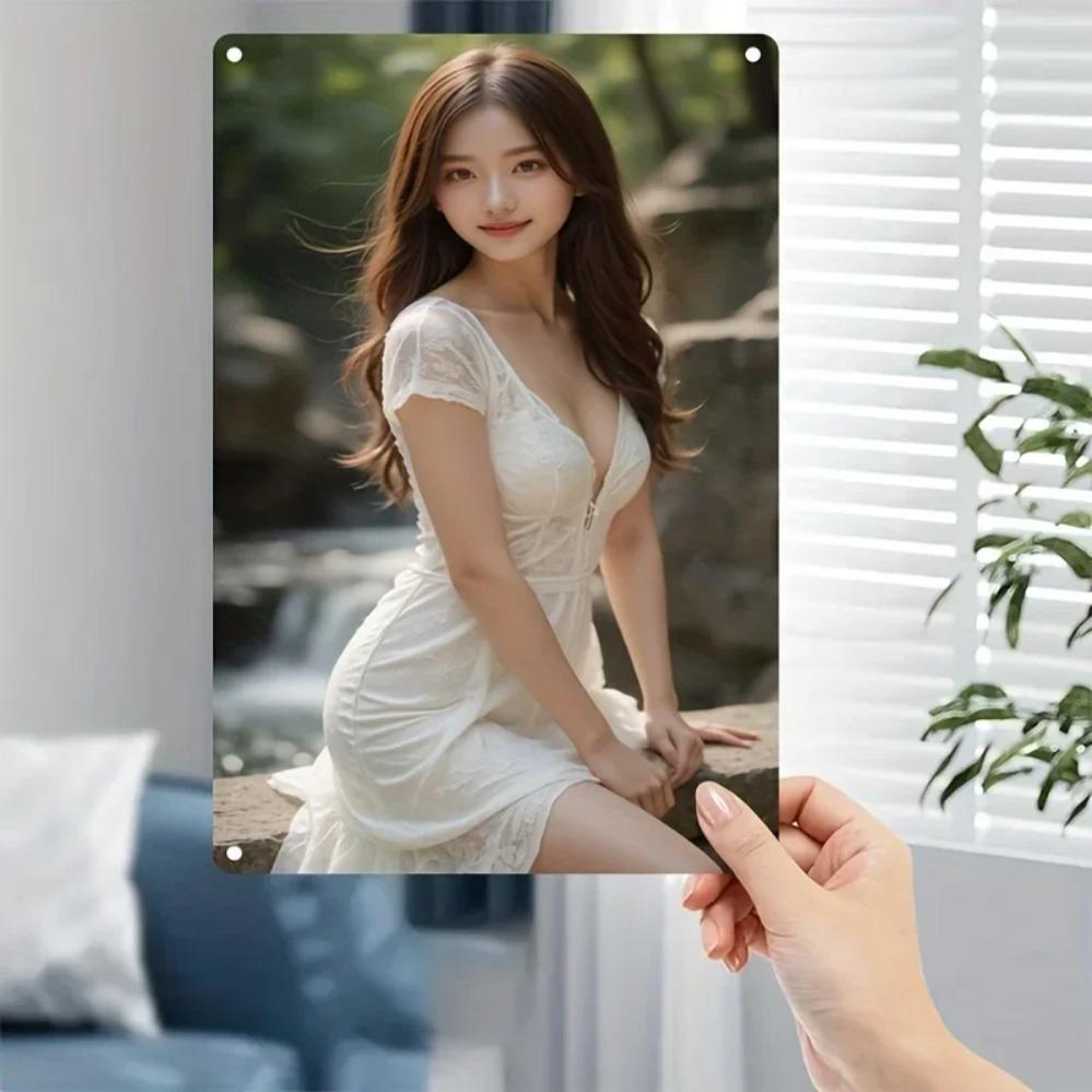 Vintage Metal Wall Art Lace Dress Sign, Romantic Home Decor for Bedroom Cafe Bar