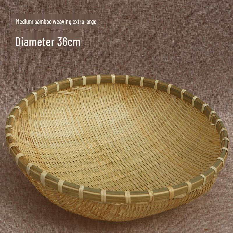 Bamboo Woven Winnowing Basket: Steamed Bun Storage, Vegetable Drainer, Rice Washer, Fruit Holder