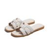 French retro outer wear cool slippers women's 2025 new leather woven one-word drag summer dress wear beach sandals