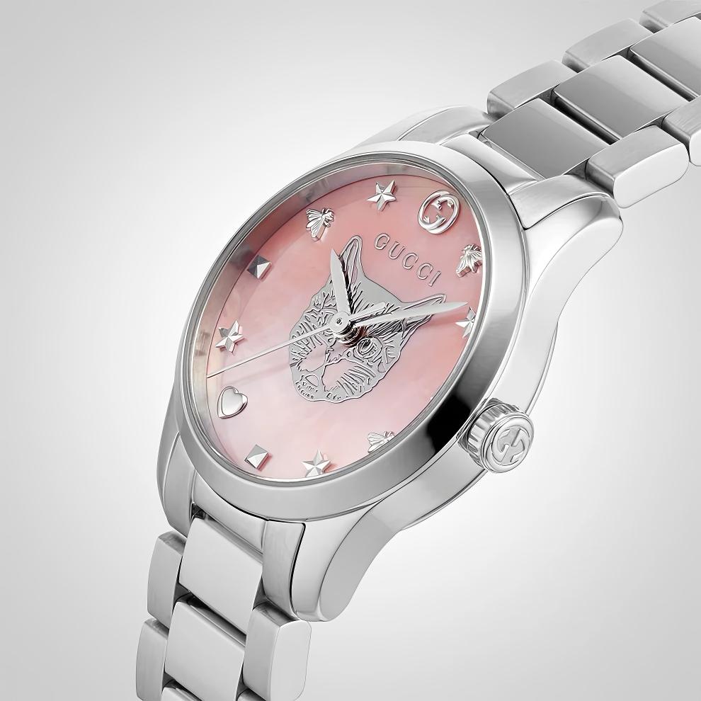 Gucci YA1265013 G-Timeless 27mm dámské růžové hodinky s ciferníkem