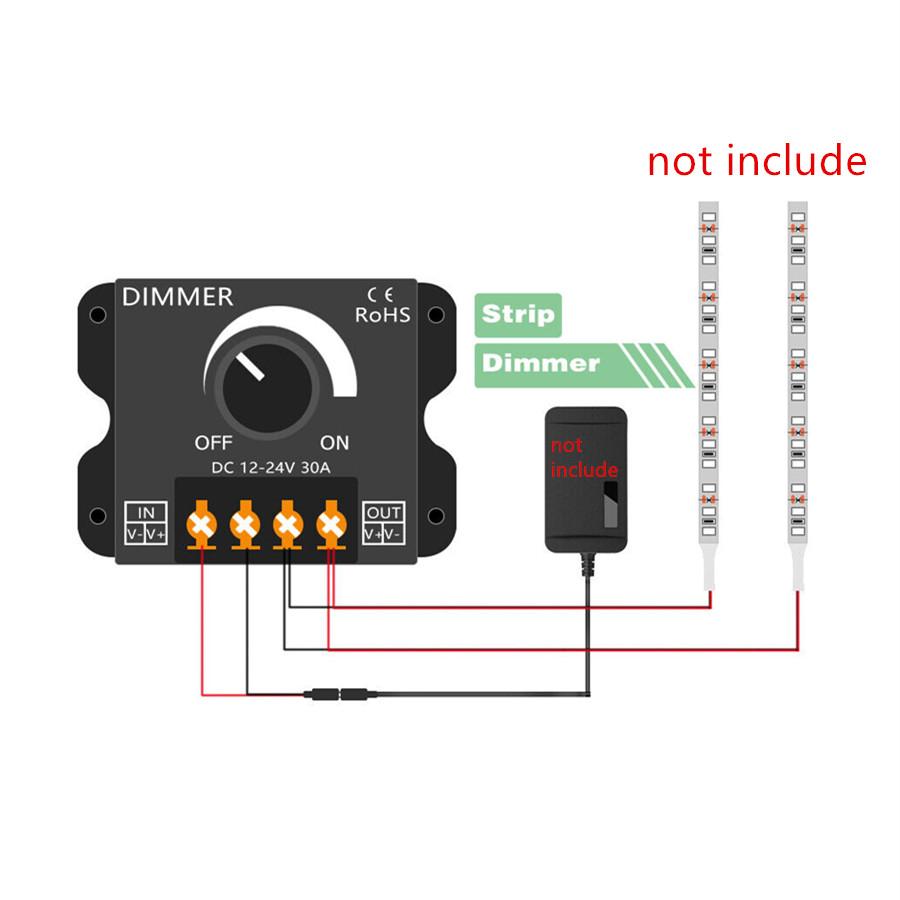 Car LED Strip Light Dimmer Control Switch DC 12V-24V PWM For Single Color Lamp