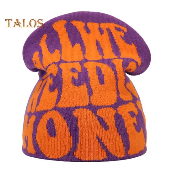 

Унисекс шапка в стиле хип-хоп с жаккардовым узором и буквами, толстая теплая зимняя шапка, ветрозащитная эластичная уличная одежда, головной убор для походов, путешествий, шопинга оранжевый