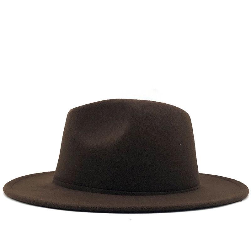 Coffe Red Patchwork Wool Felt Jazz Fedora Hat Women Unisex Wide Brim Panama Party Trilby Cowboy Cap Men Gentleman Wedding Hat XL