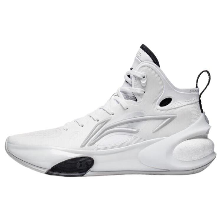 Li Ning YuShuai 17 Scarpe da Basket Alte Comode Resistenti all'Abrasione da Uomo Nero Bianco ABAT043-4 cm